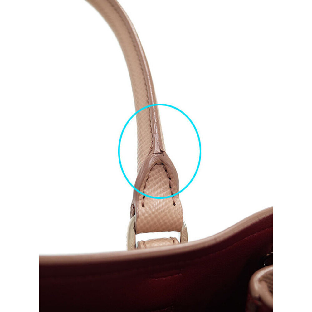 Prada Saffiano Cuir Double Bag Saffiano leather rolled leather handles Pink - Picture 7 of 9